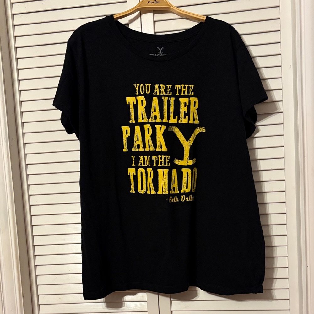 Yellow Stone Black Graphic Tee with Yellow Print